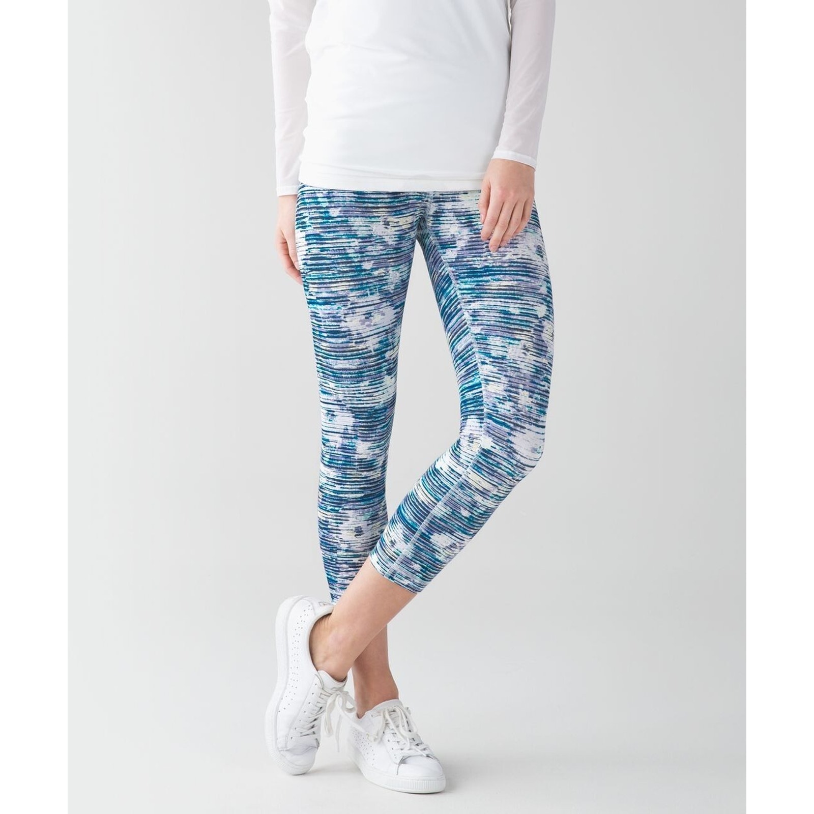 Blue Patterned Leggings Knit Slim Size 4